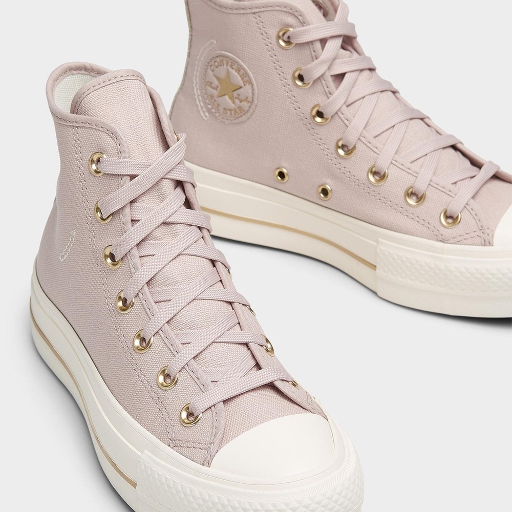 Converse Platform High-Top Sneakers - Light Pink and gold